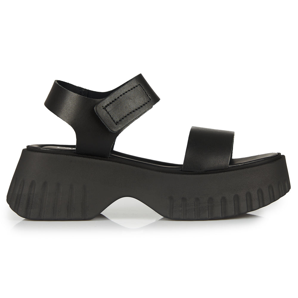 Sandali Platform Elephant Sole in pelle nera