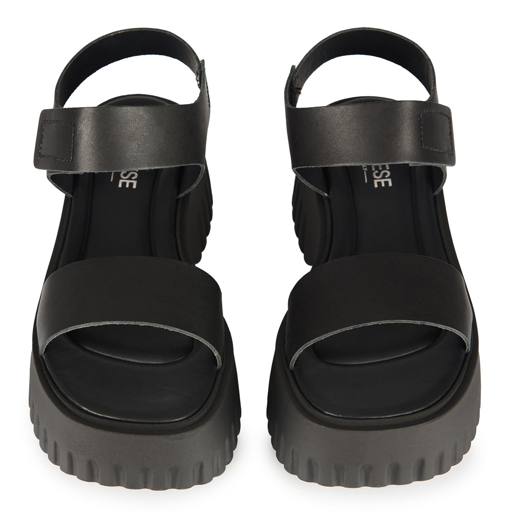 Sandali Platform Elephant Sole in pelle nera