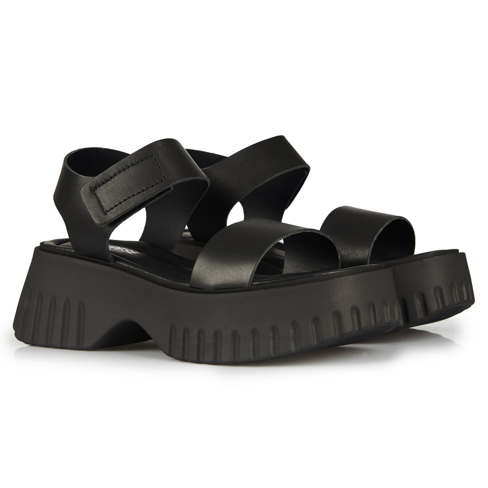 Sandali Platform Elephant Sole in pelle nera