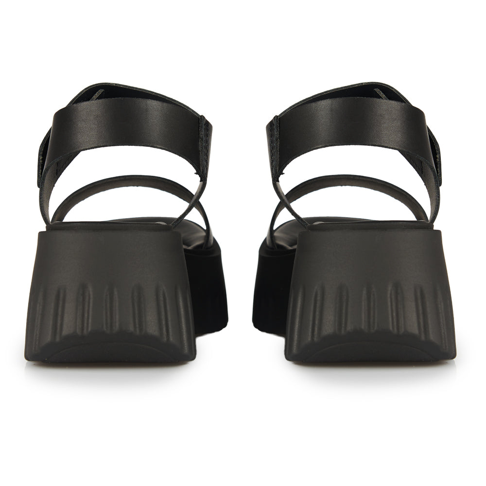 Sandali Platform Elephant Sole in pelle nera