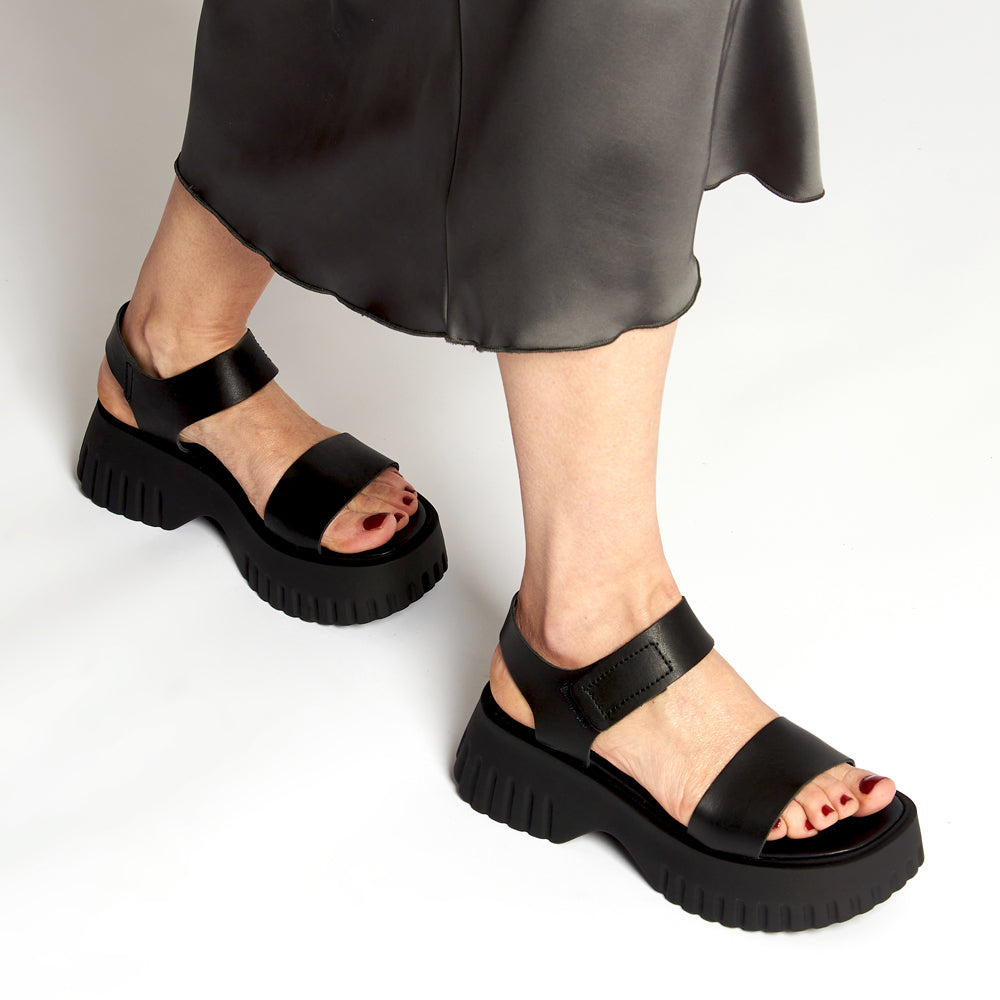 Sandali Platform Elephant Sole in pelle nera