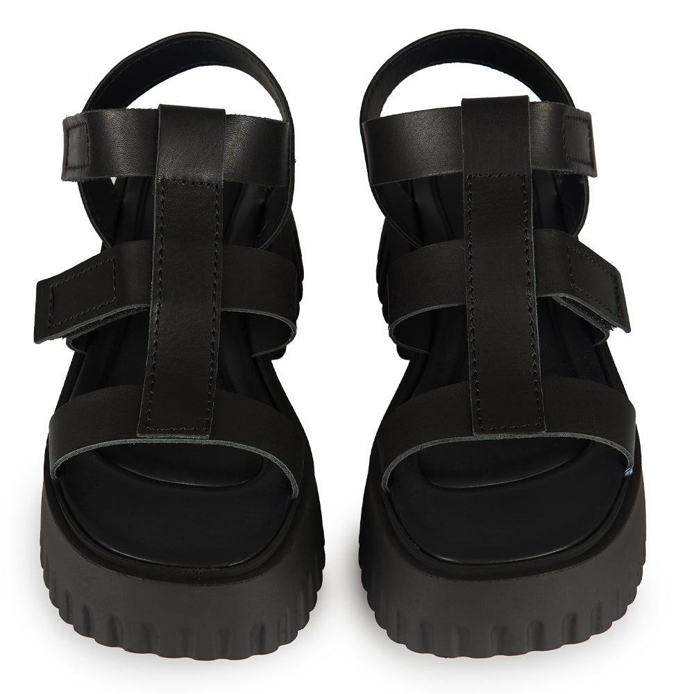 Sandali Platform Style “Gladiatore” pelle nera