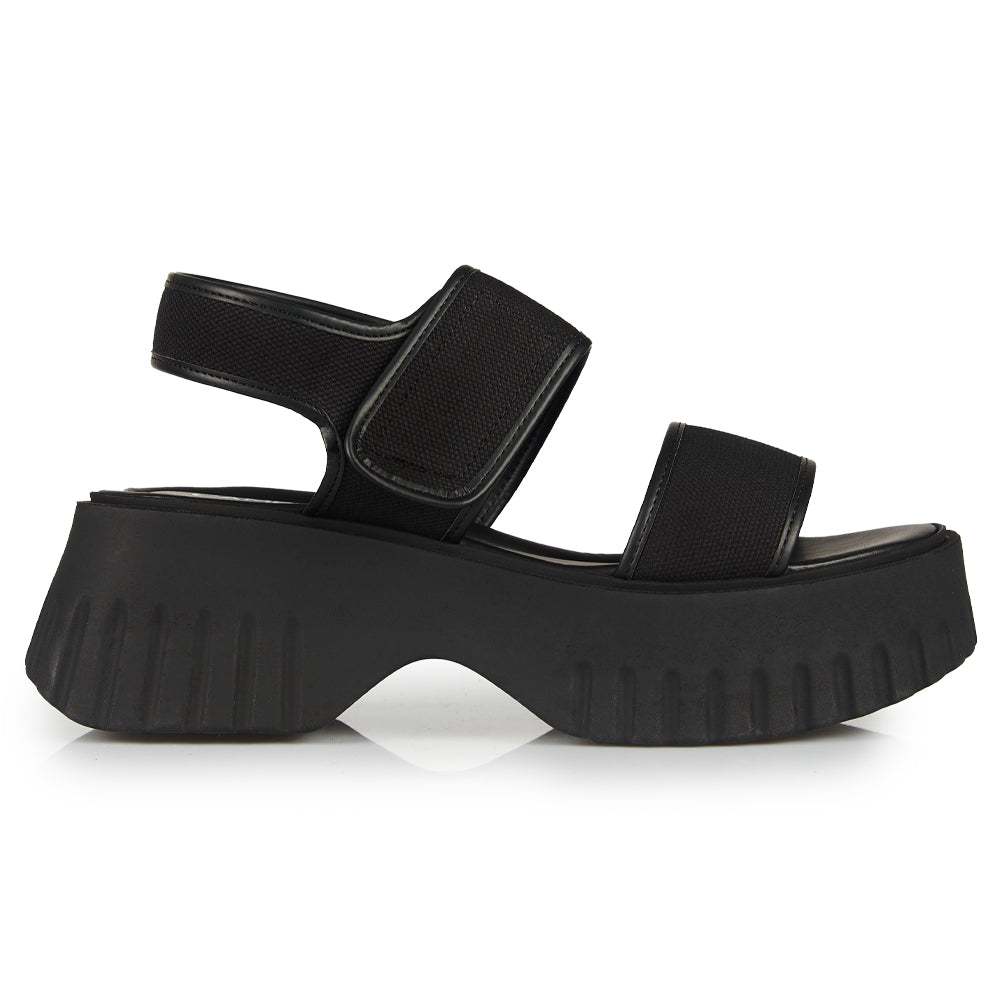 Sandali Platform “Elephant Sole” tessuto nero