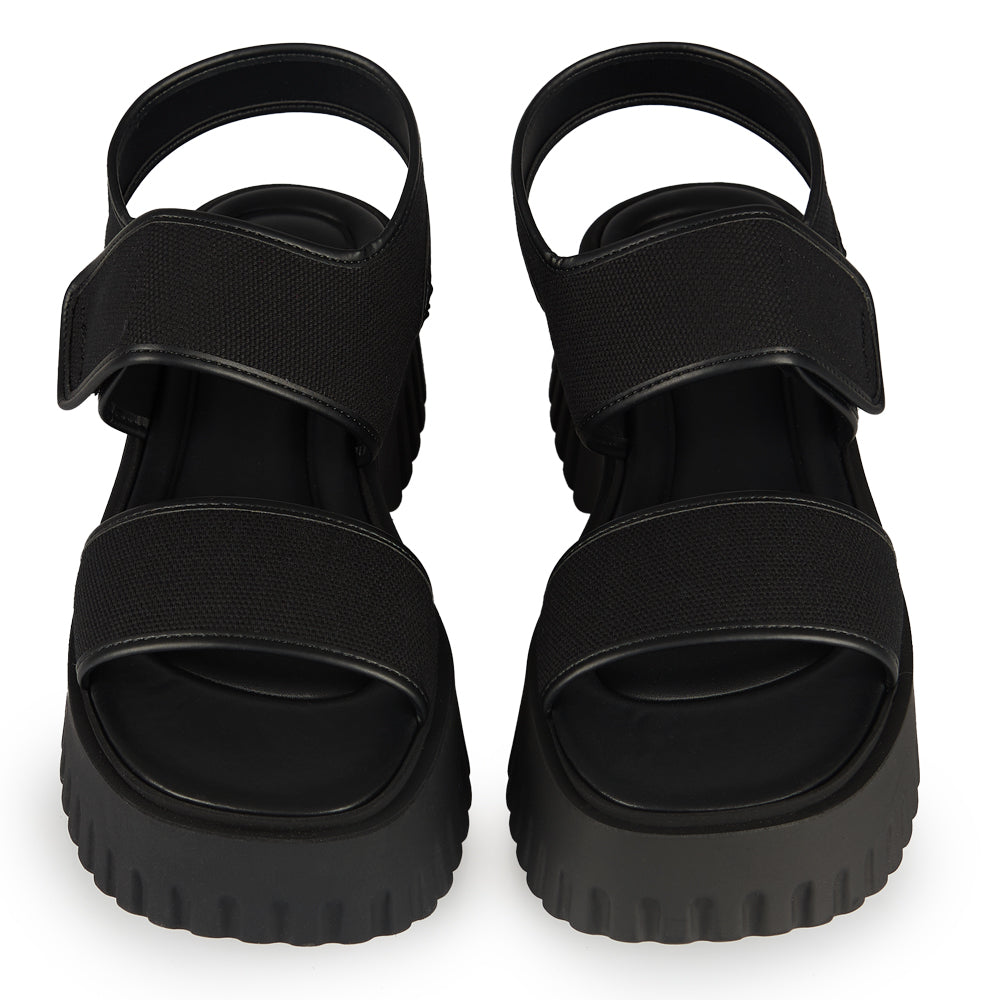 Sandali Platform “Elephant Sole” tessuto nero
