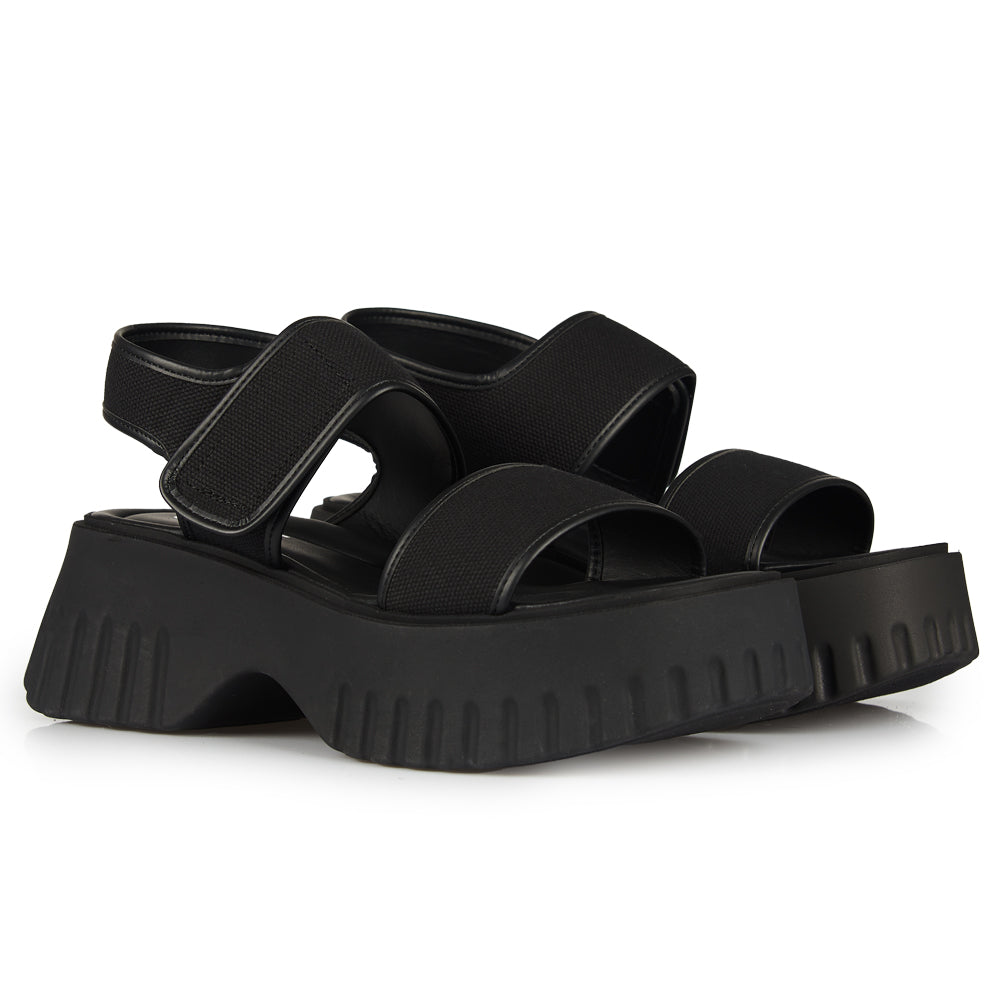 Sandali Platform “Elephant Sole” tessuto nero