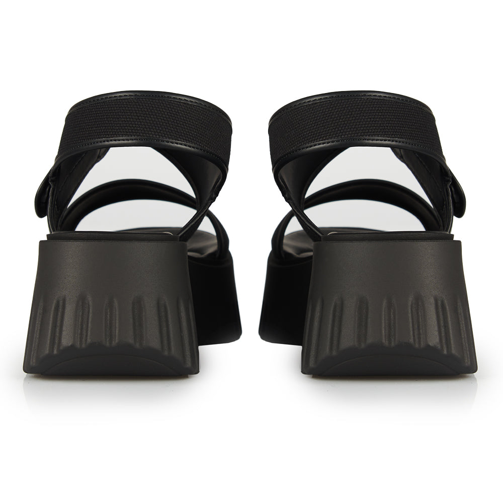Sandali Platform “Elephant Sole” tessuto nero