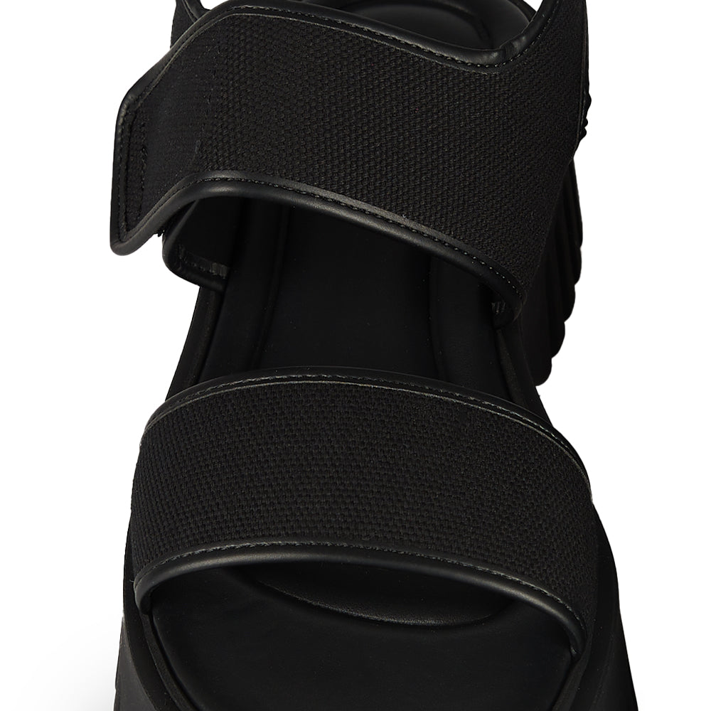 Sandali Platform “Elephant Sole” tessuto nero