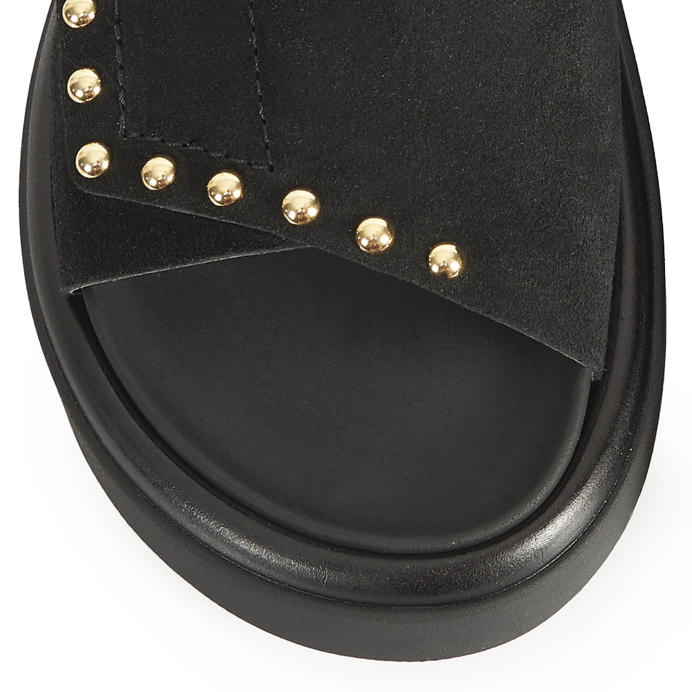 Slide flat nero scamosciato