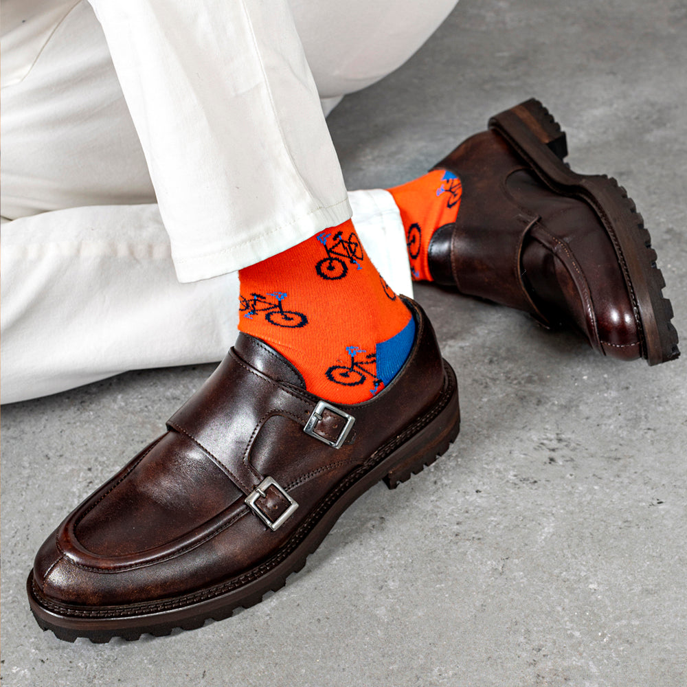 Brown Leather Double Buckle Monk Strap