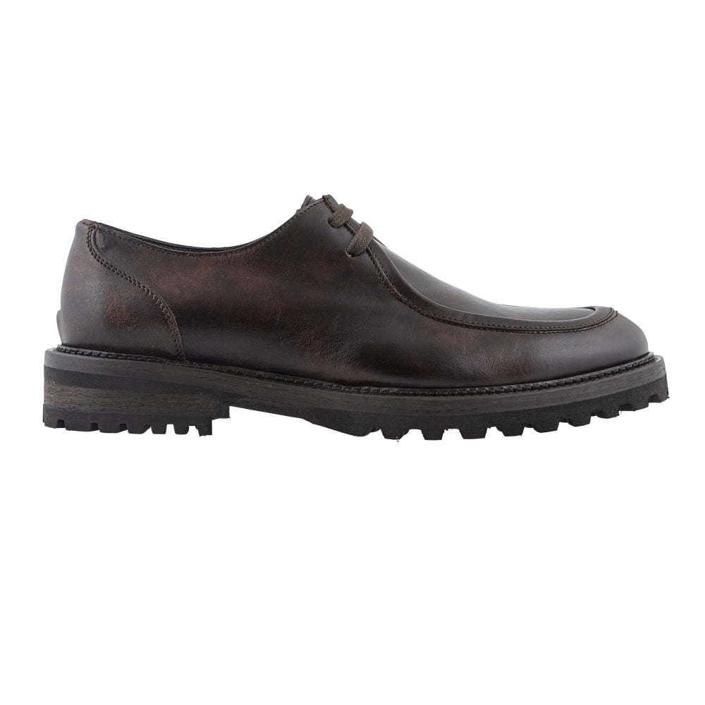 Brown leather engineer style derbies