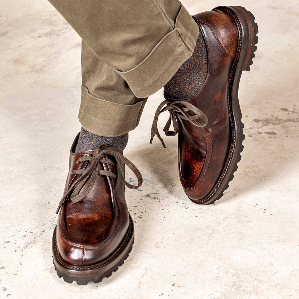 Brown leather engineer style derbies