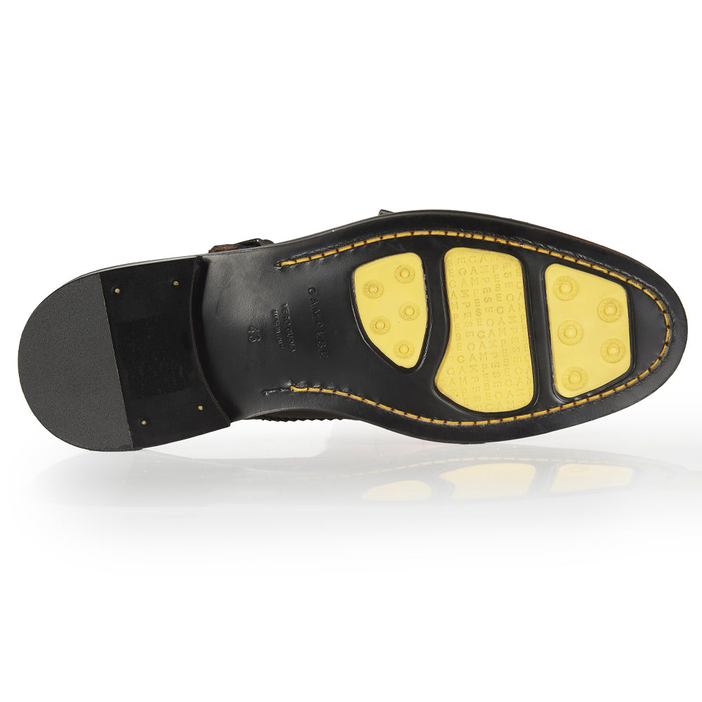 Doppia fibbia in pelle nera