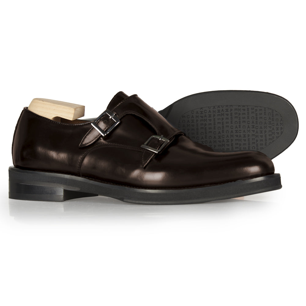 Monk strap in pelle abrasivata testa di moro