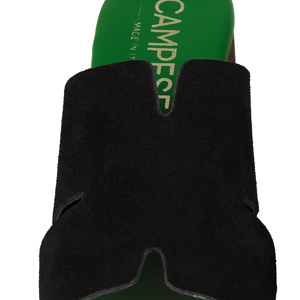 Zoccoli in pelle con tomaia in camoscio Nero