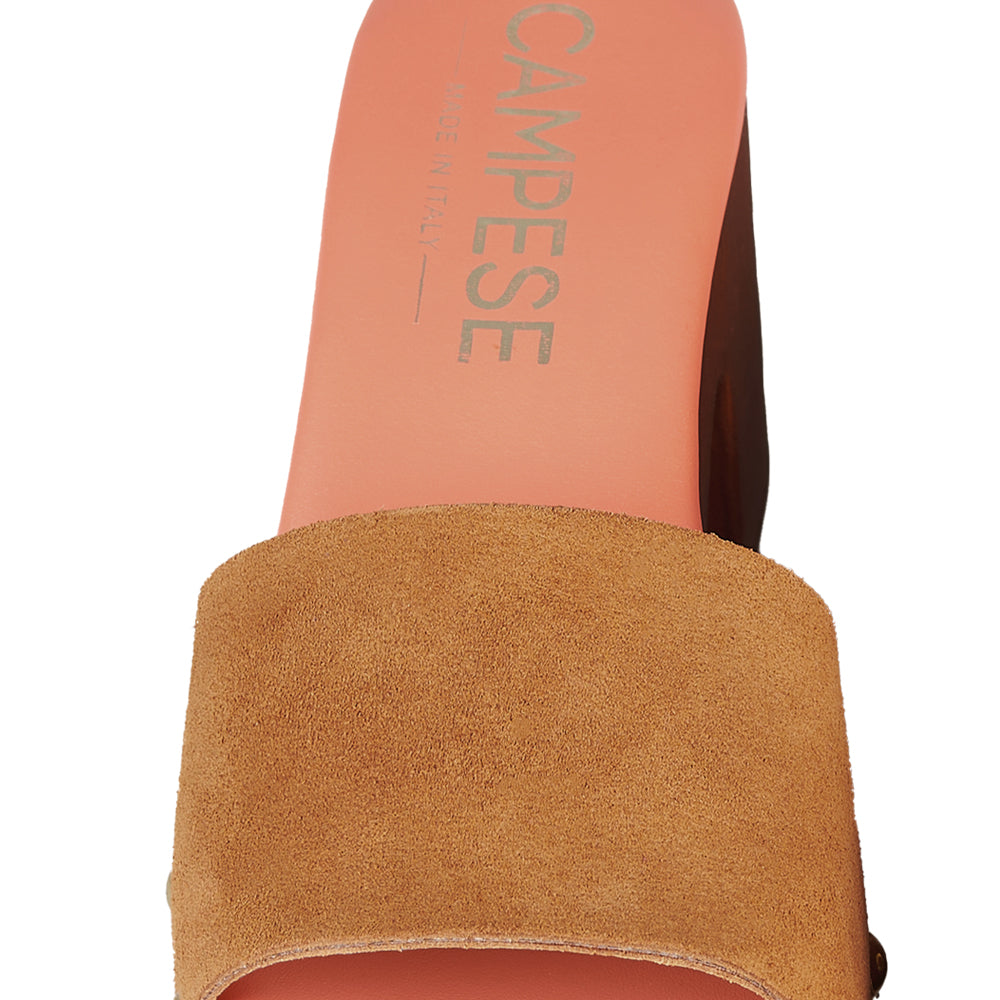 Zoccoli in pelle con tomaia in camoscio Marrone