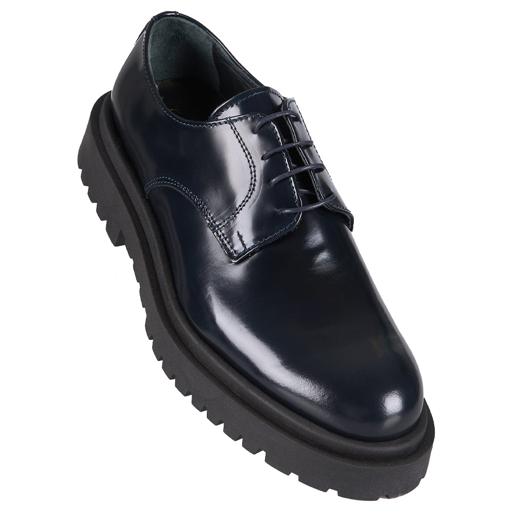 Derby in pelle abrasivata blu