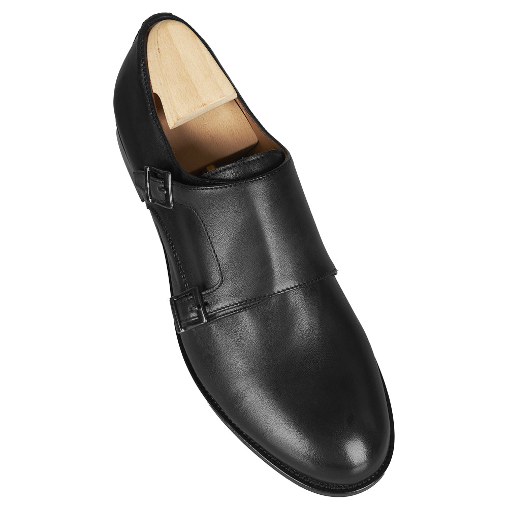 Doppia fibbia elegante in pelle nera