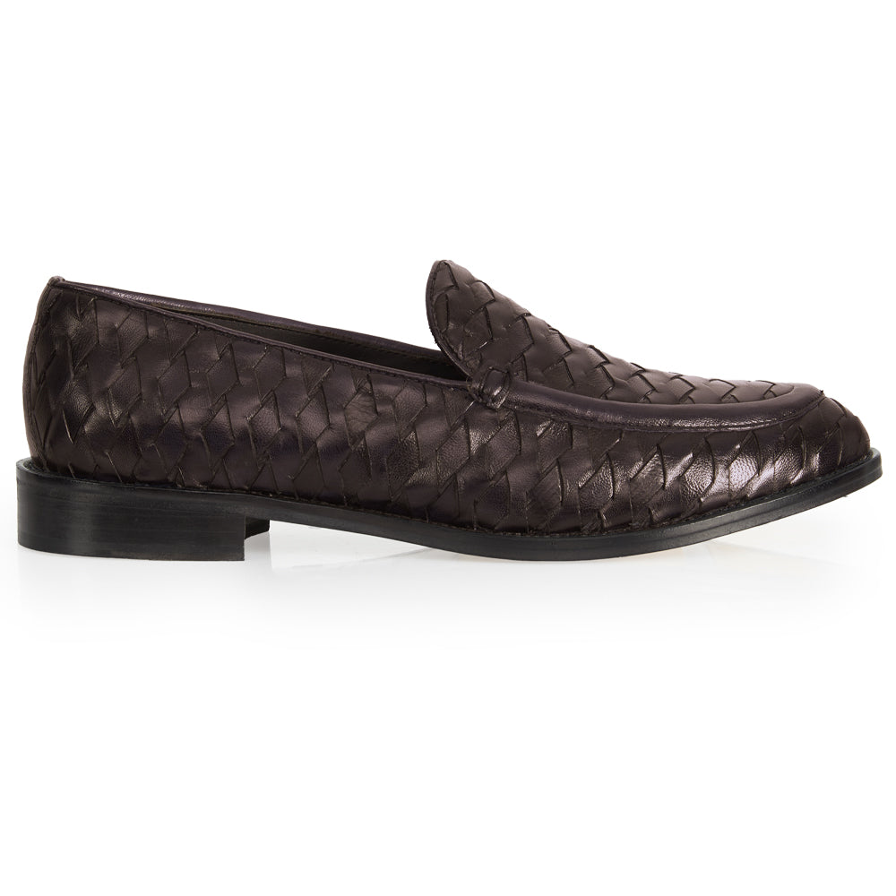 Mocassino Luxury in Pelle Intrecciata testa di moro