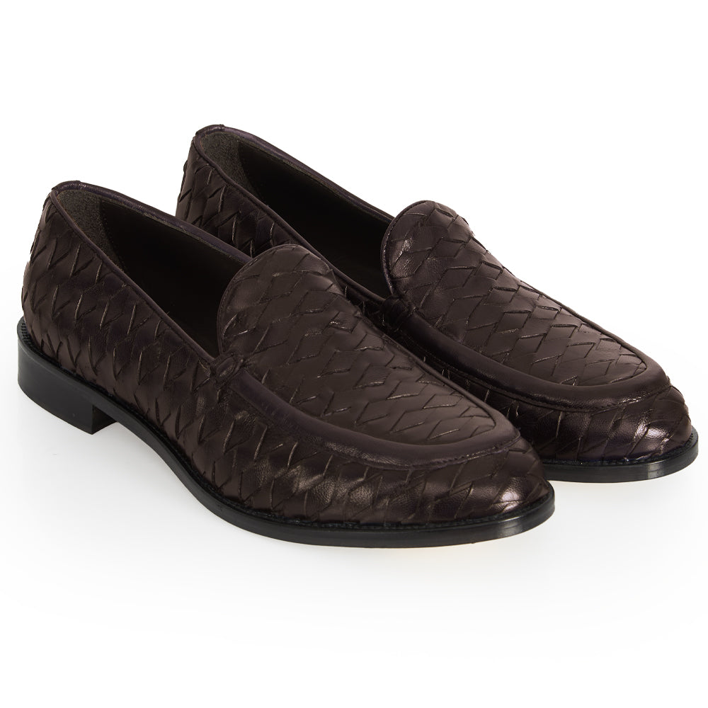 Mocassino Luxury in Pelle Intrecciata testa di moro