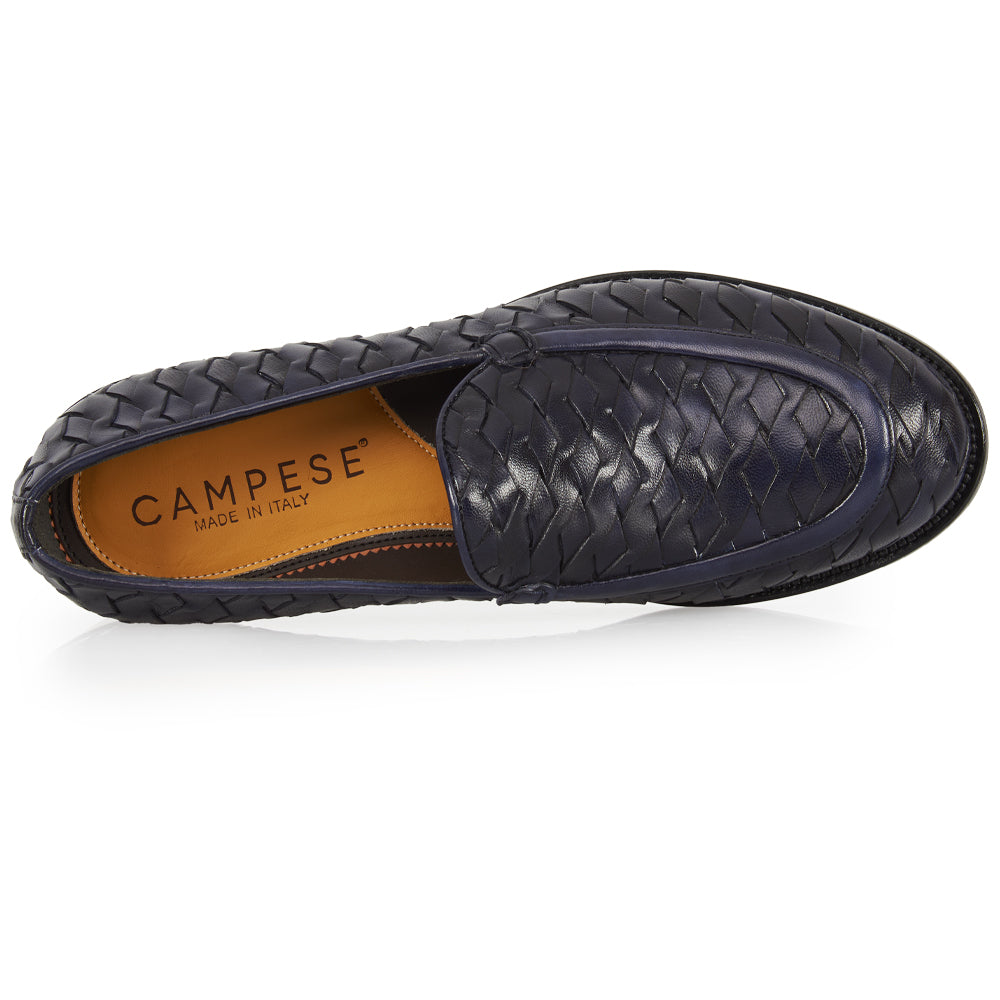 Mocassino Luxury in Pelle Intrecciata Blu Navy