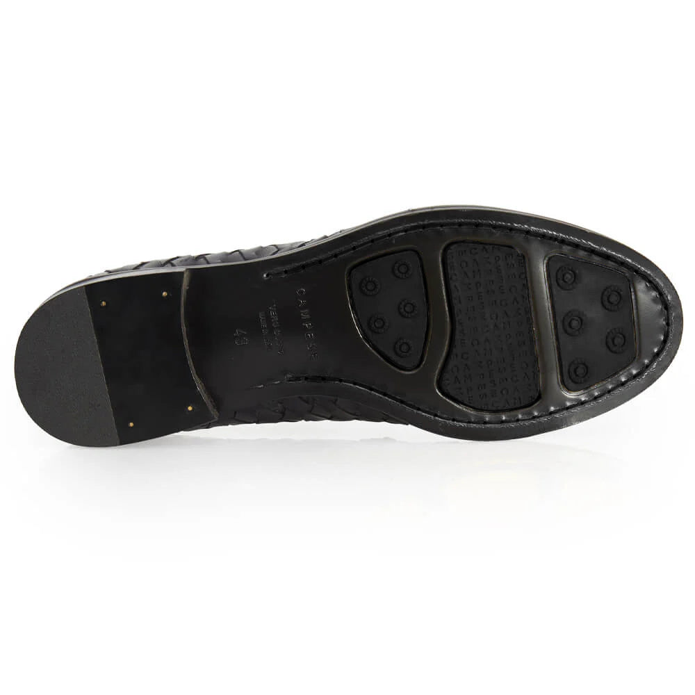 Mocassino Luxury in Pelle Intrecciata Blu Navy