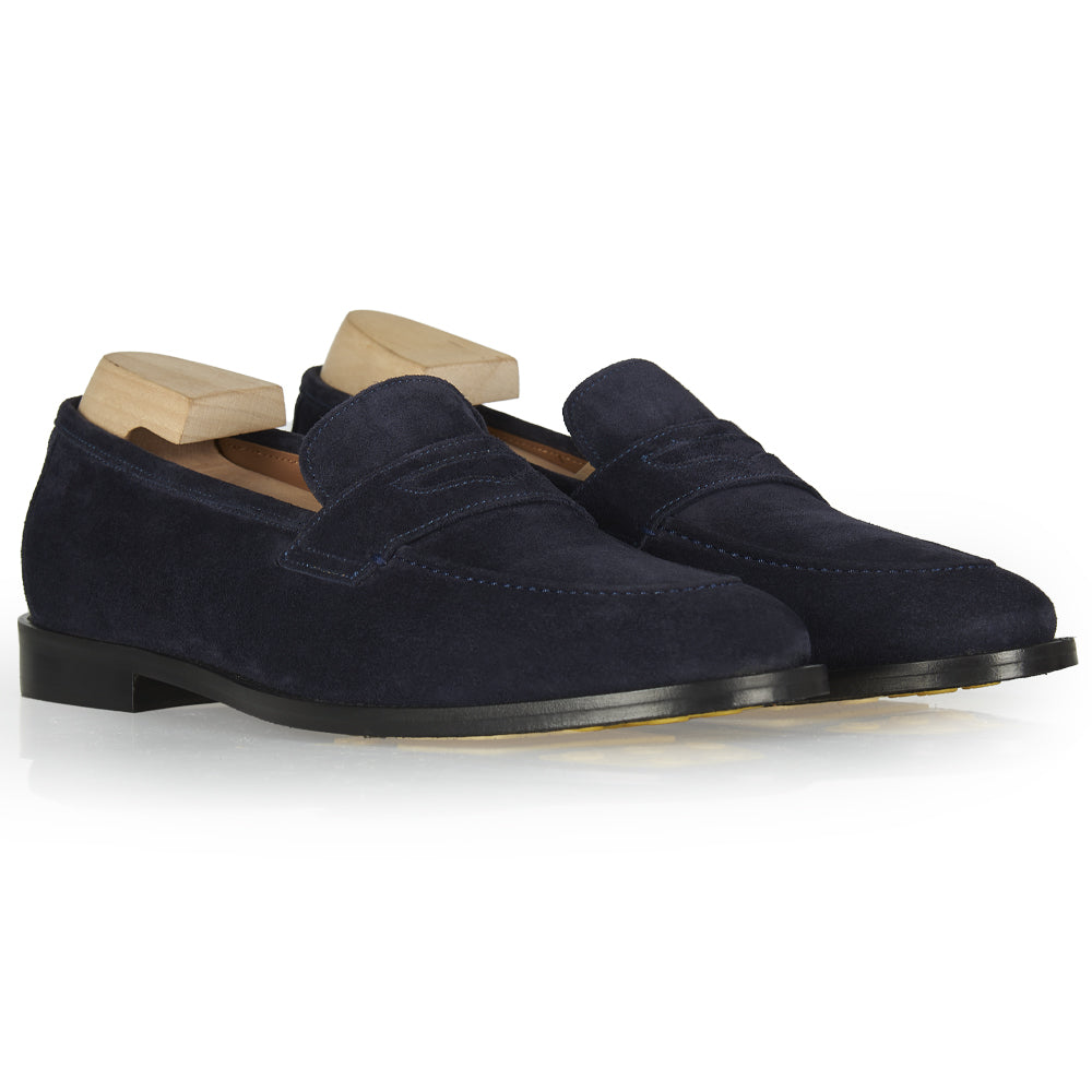 Mocassino Penny in pelle camoscio blu