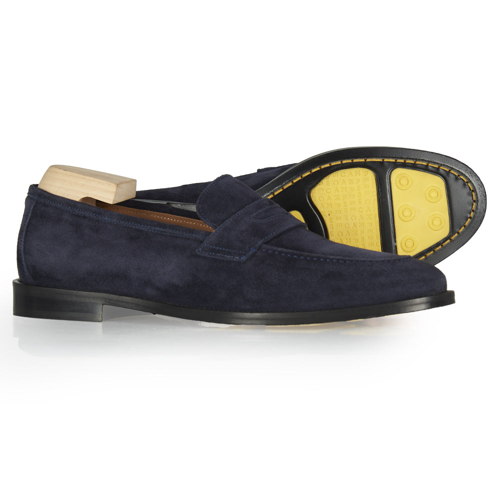 Mocassino Penny in pelle camoscio blu