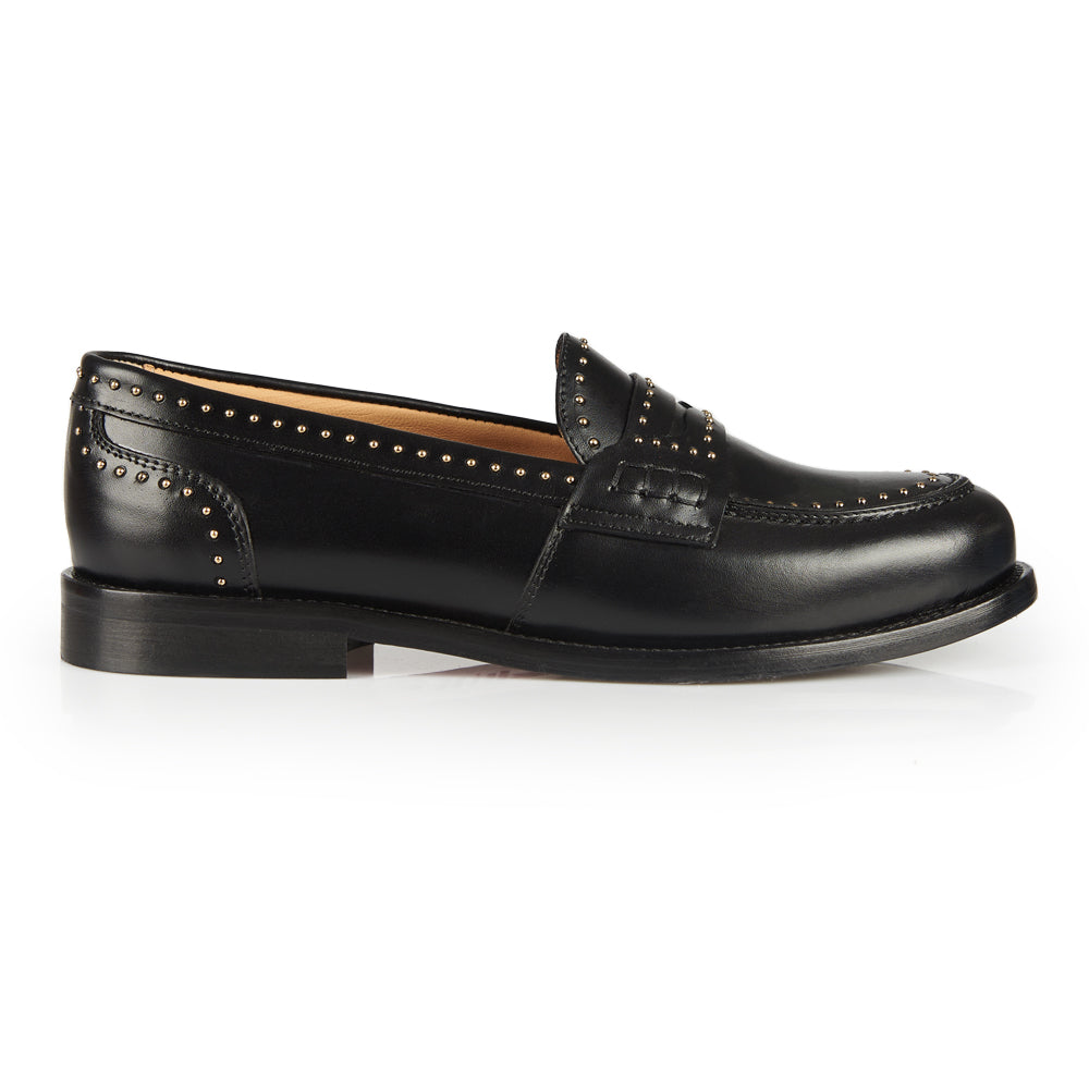 Mocassino donna nero con borchie