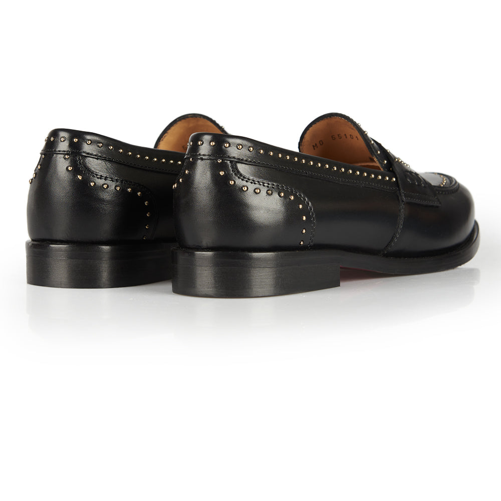 Mocassino donna nero con borchie