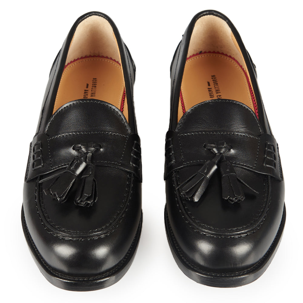 Mocassino penny pelle nera con nappe