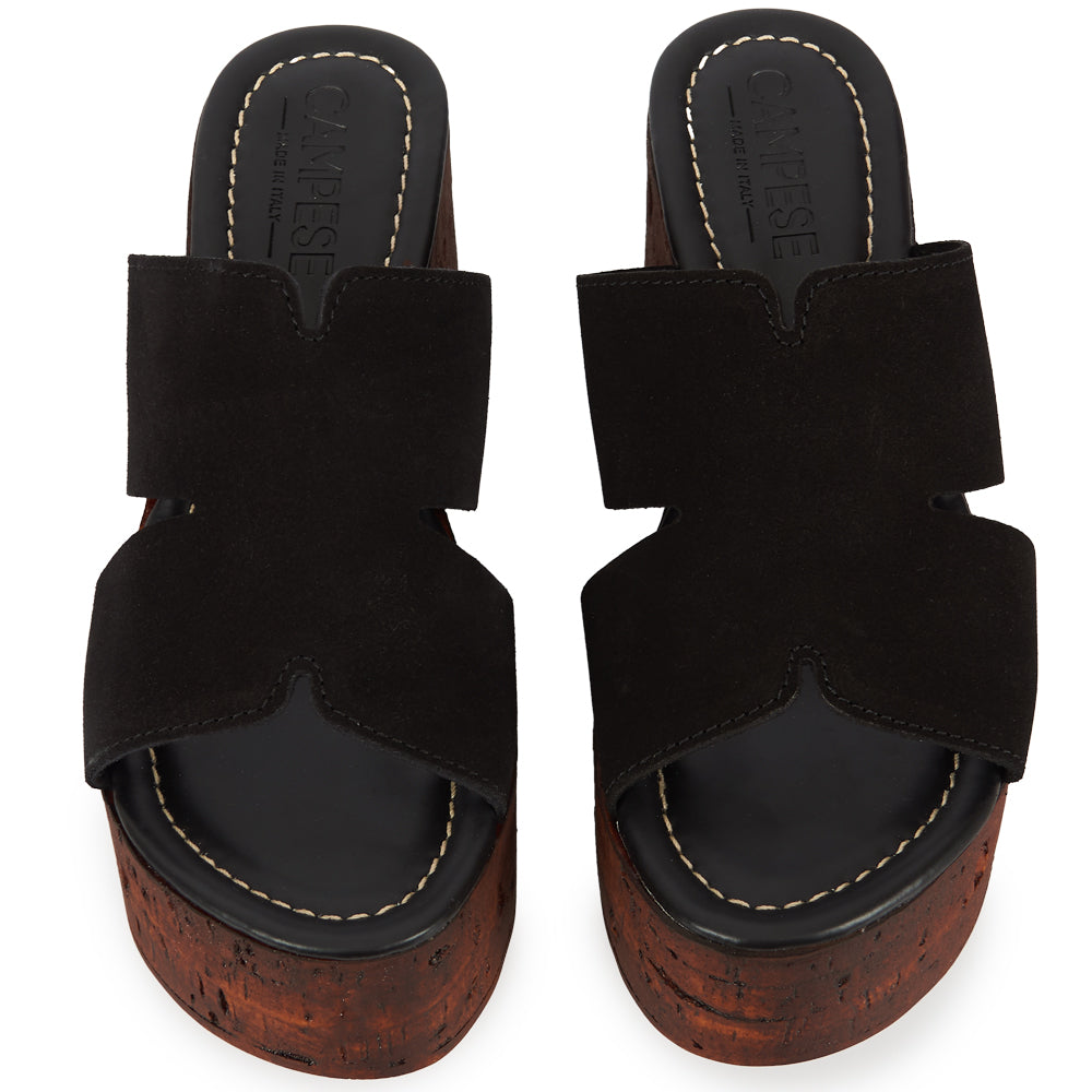 Compensée en daim noir et effet liège