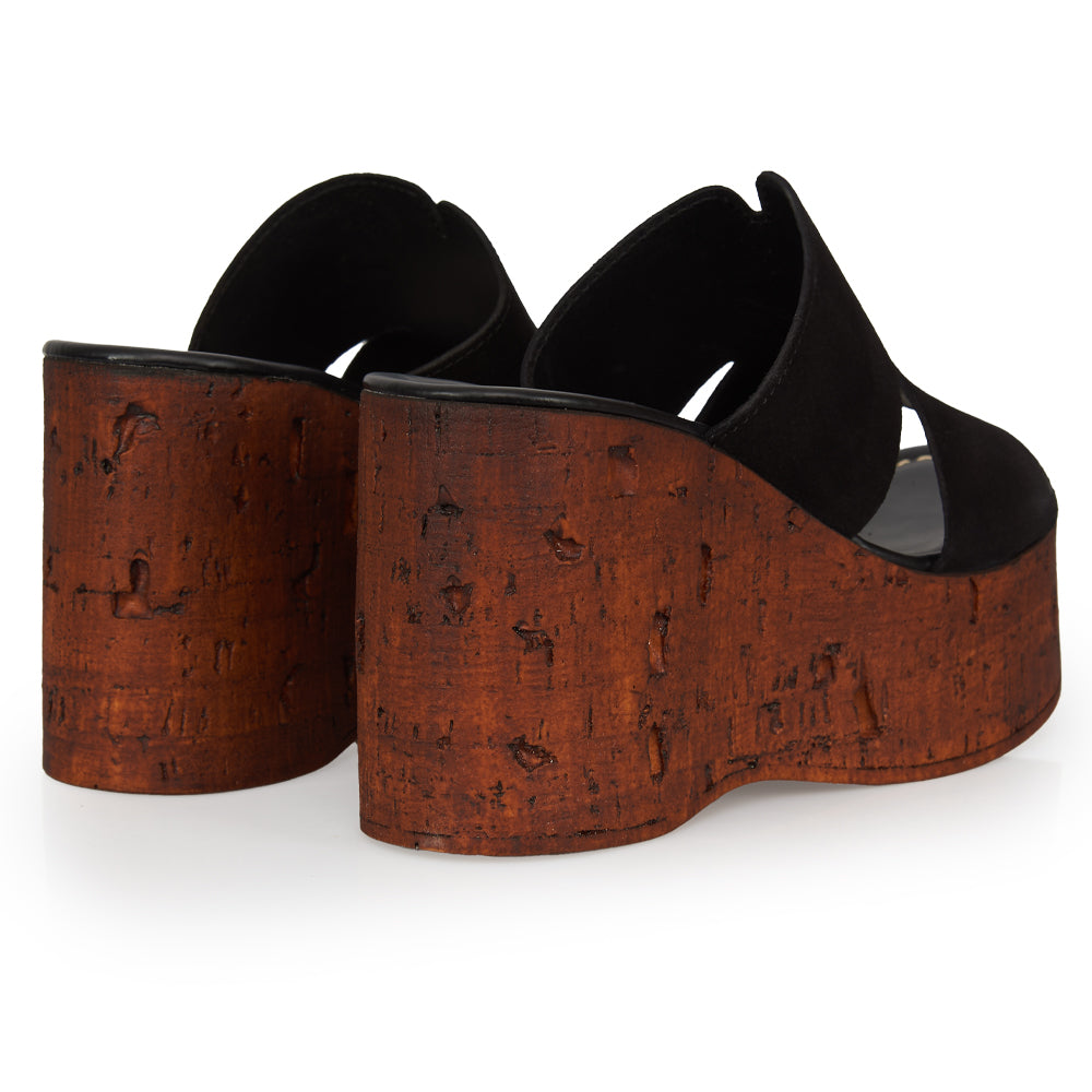 Compensée en daim noir et effet liège