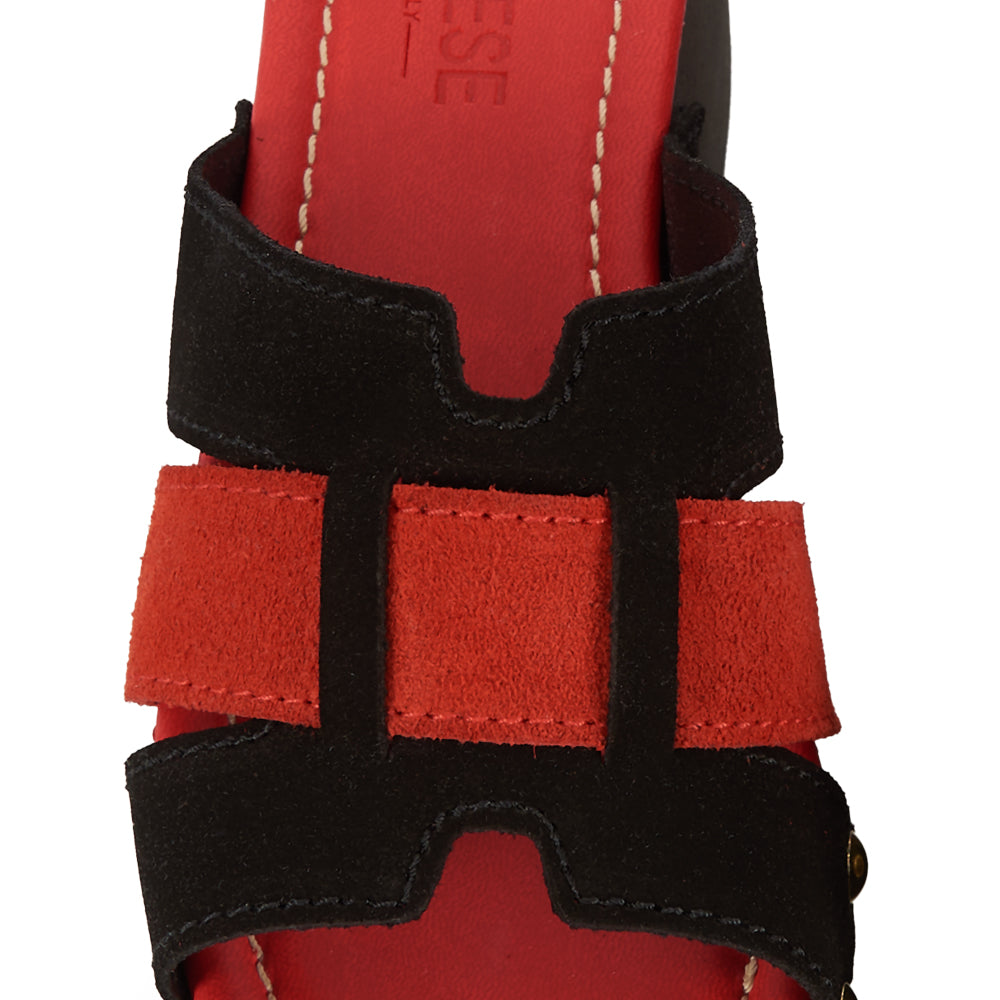 Zoccolo platform Camoscio Corallo & Nero