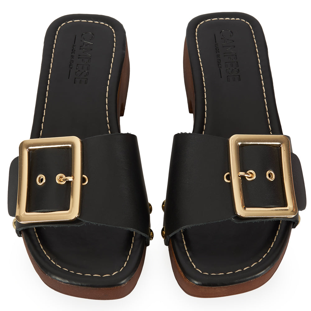 Zoccoletto glam in pelle nero