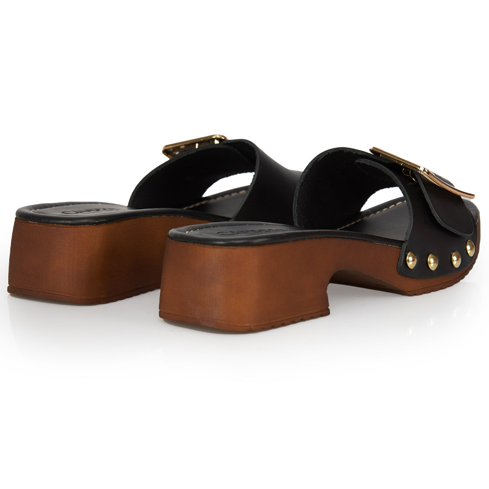 Zoccoletto glam in pelle nero