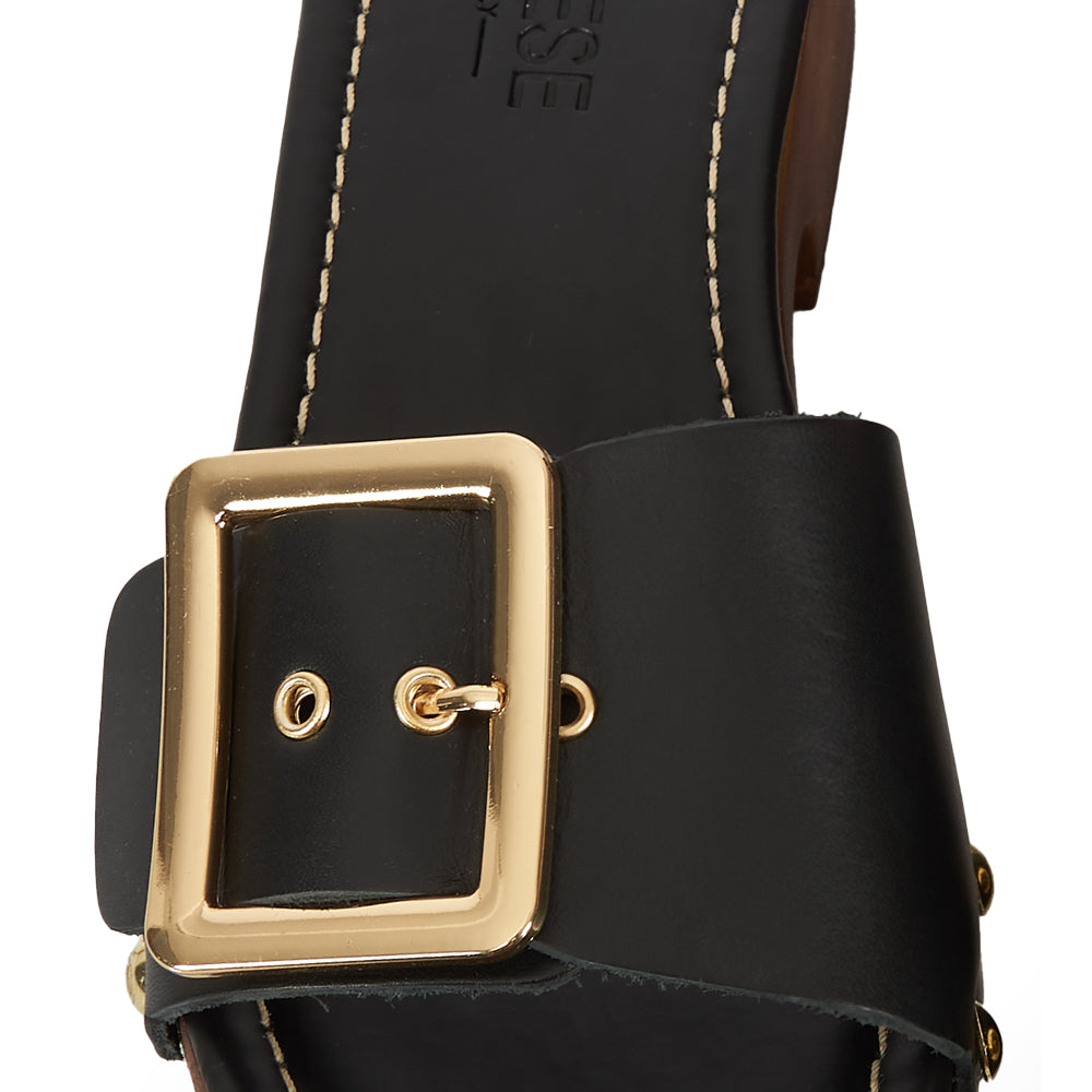 Zoccoletto glam in pelle nero