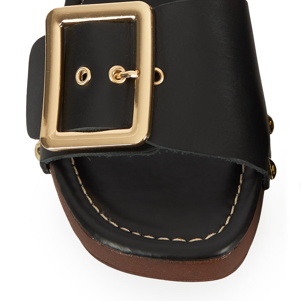 Zoccoletto glam in pelle nero