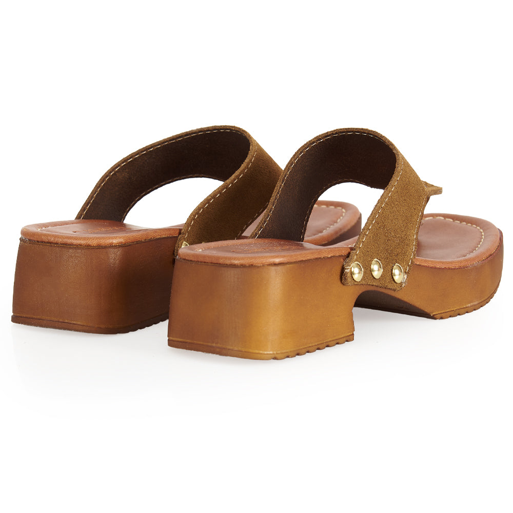 Infradito platform in camoscio antilope