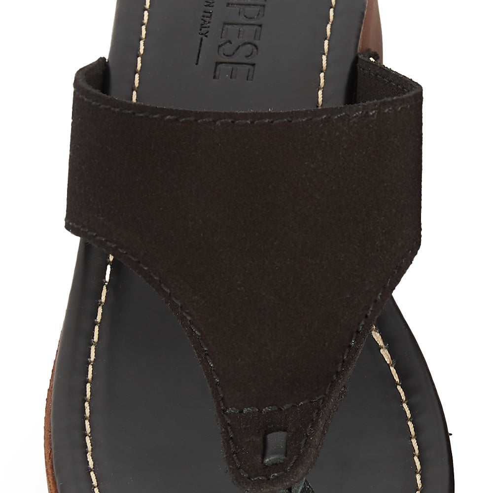 Infradito platform in camoscio nero