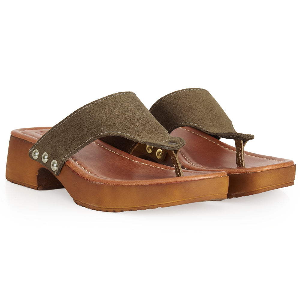 tongs à plateforme en daim antilope