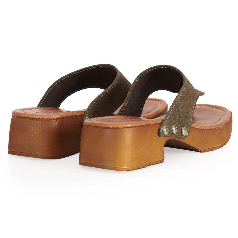 tongs à plateforme en daim antilope