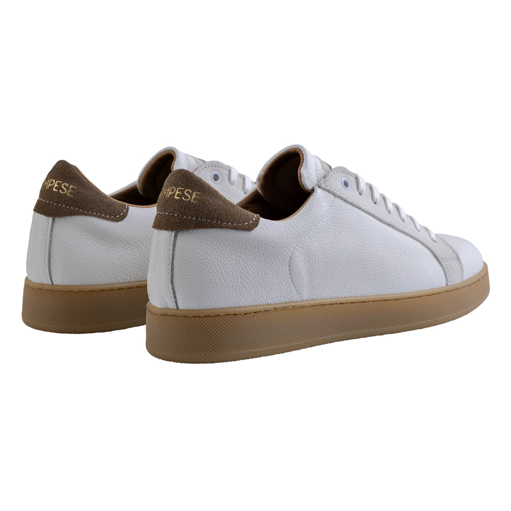 Sneakers in pelle bianca e tortora