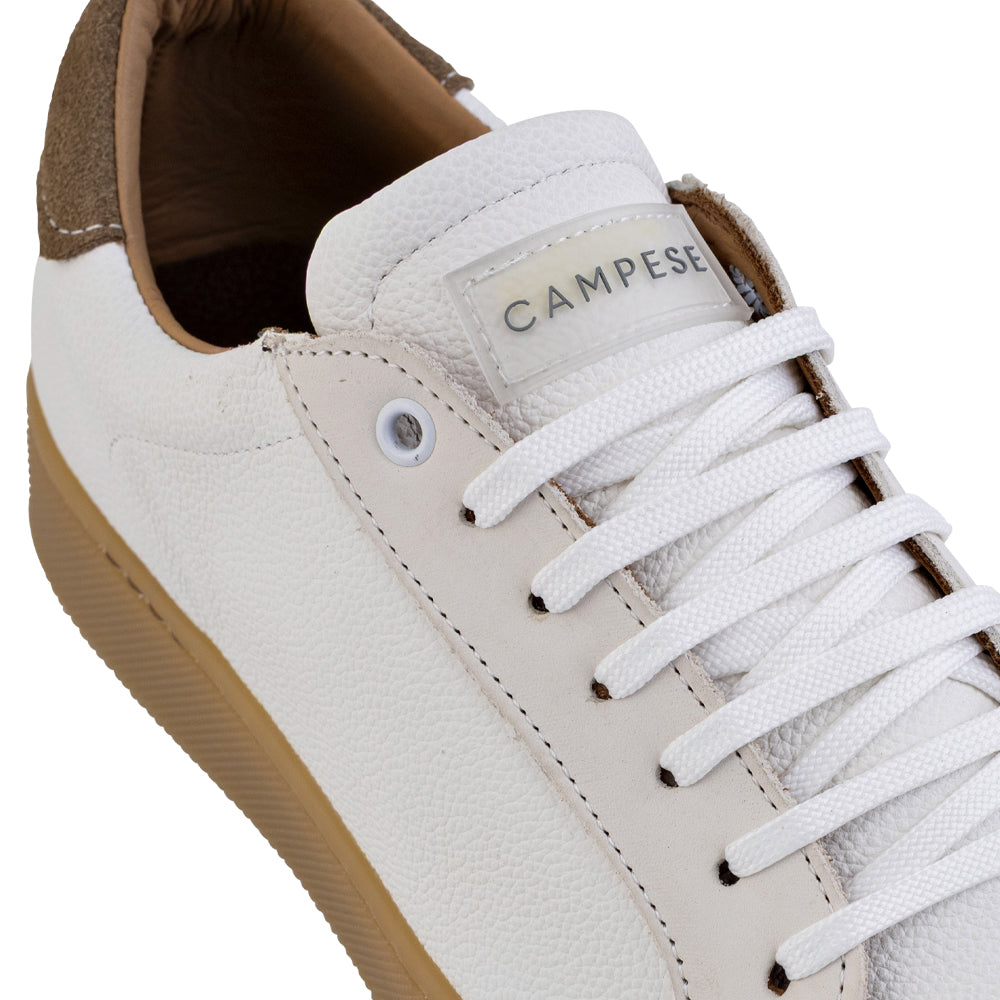 Sneakers in pelle bianca e tortora