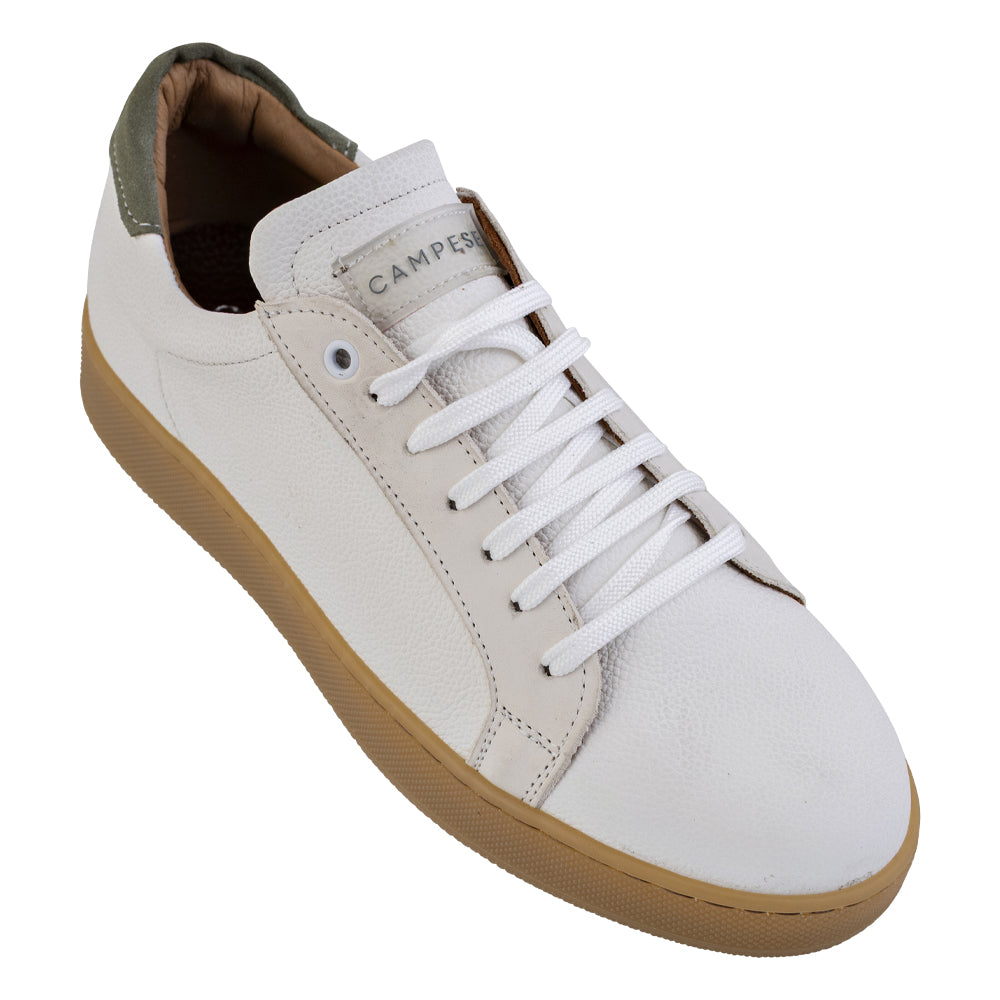 Baskets en cuir blanc et vert