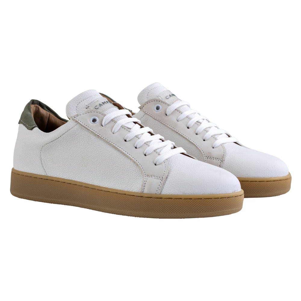 Baskets en cuir blanc et vert
