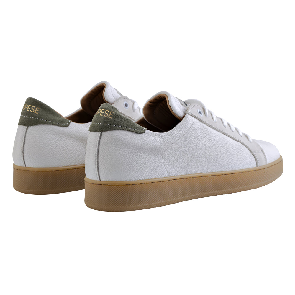 Baskets en cuir blanc et vert