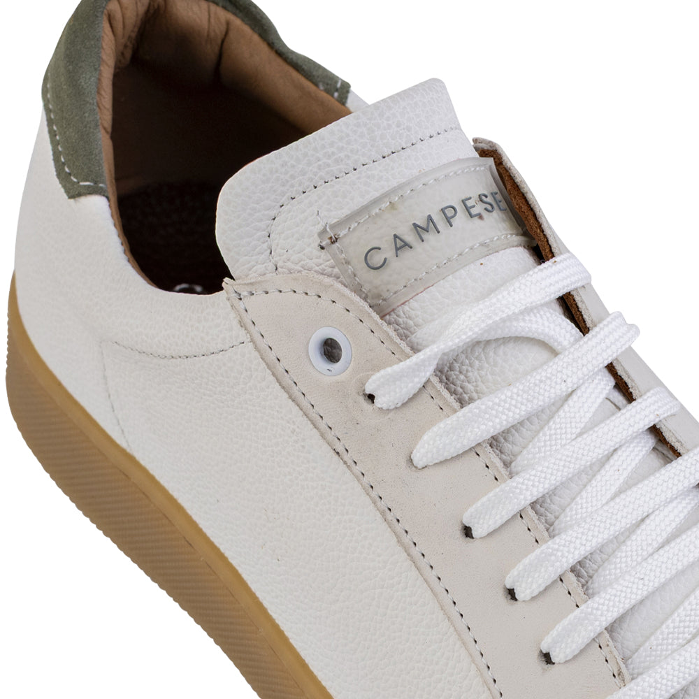 Baskets en cuir blanc et vert