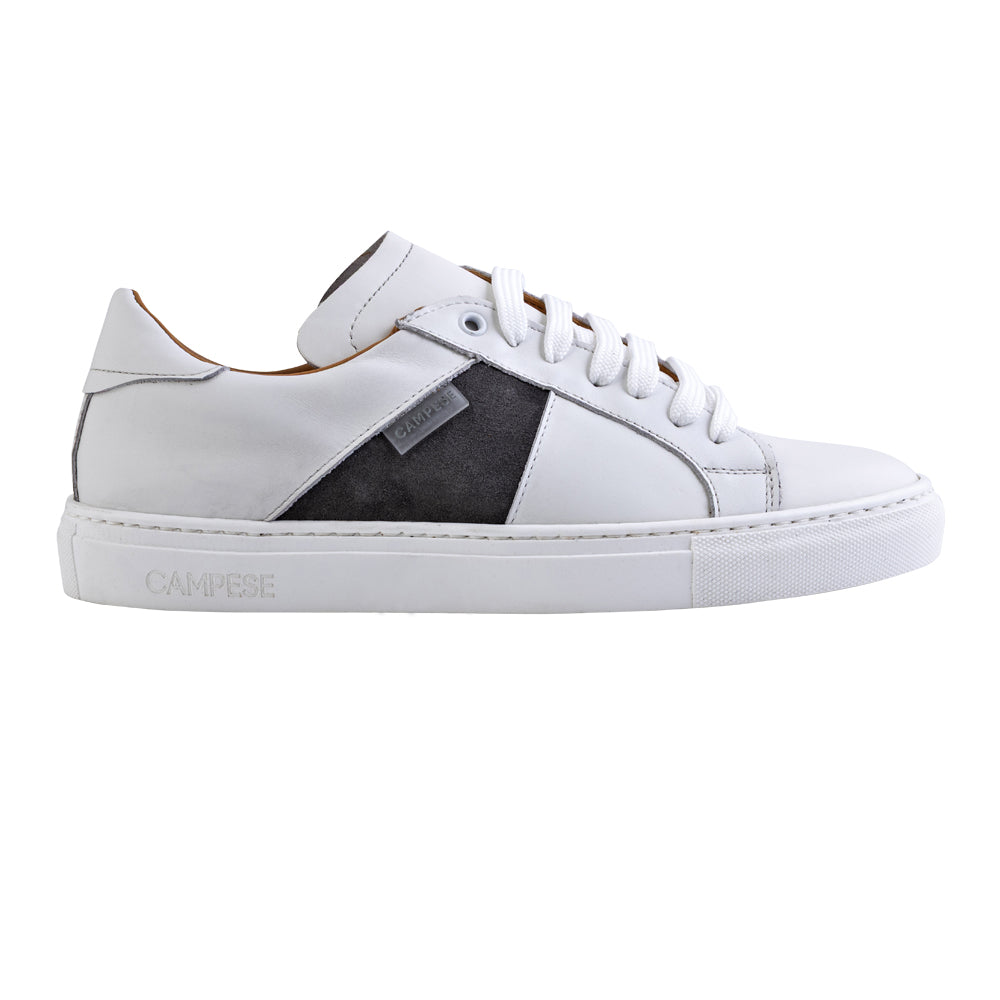 White and grey leather sneakers