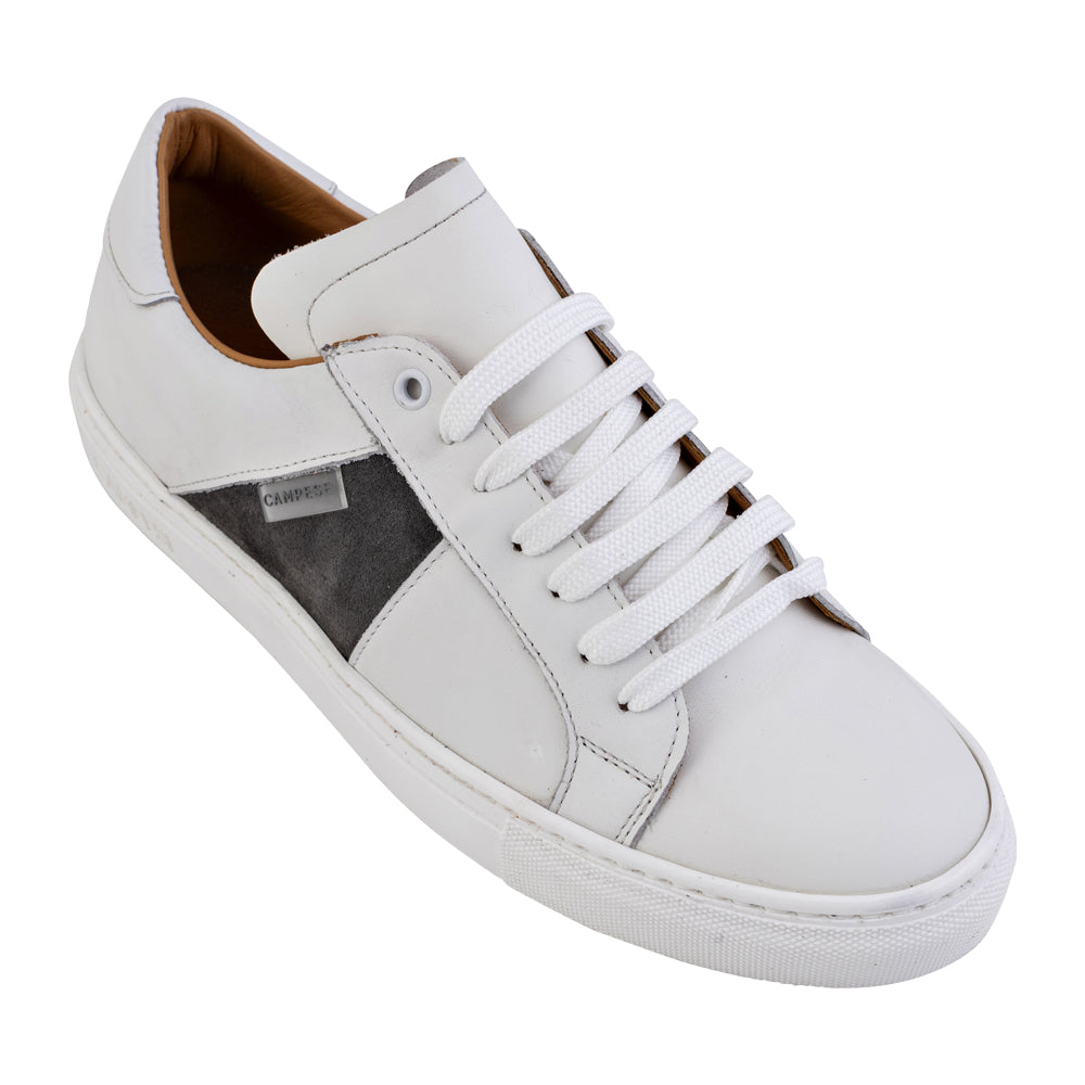 White and grey leather sneakers