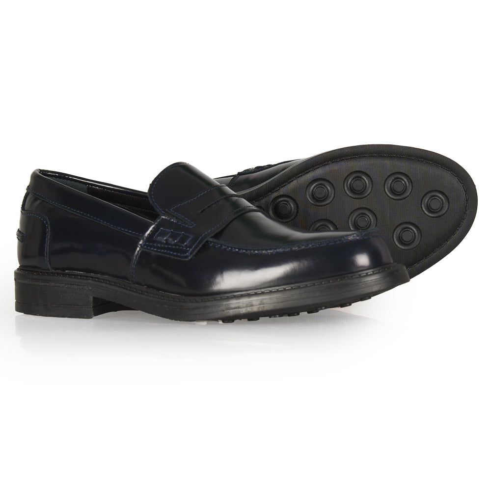 Mocassino Penny in pelle abrasivata blu
